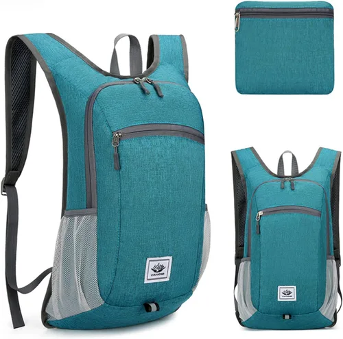 Miniatura 12 de DOJUNS Mochila de senderismo de 15 litros, mochila de viaje pequeña, ligera, plegable, plegable, mochilas de campamento para mujeres y hombres Negro