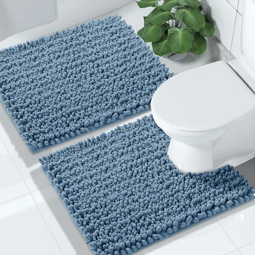 Miniatura 21 de Yimobra - Juego de alfombras de baño de 2 piezas - Alfombra de baño de felpa de lujo extra gruesa de secado rápido, antideslizante súper absorbente
