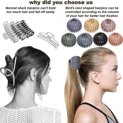 Miniatura 5 de 7 pinzas para el pelo de nido de pájaro Lazos retráctiles para el cabello, horquilla para peinado, diadema antideslizante, pinzas para el cabello