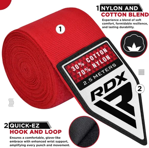 Miniatura 2 de RDX Boxing Wraps Kids 2.5M Guantes internos, Vendajes elásticos para el pulgar, Junior Under Mitts Protector de puño de mano Correas de soporte
