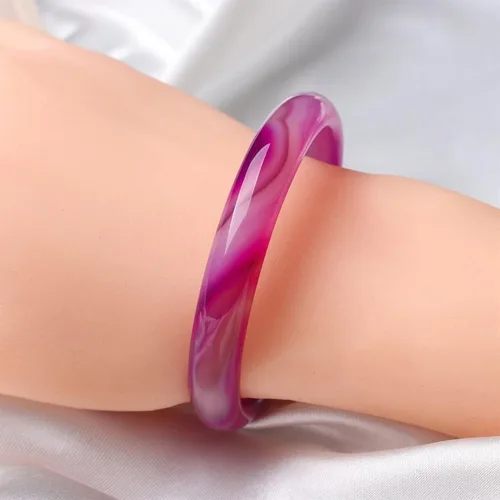 Miniatura 2 de Purple Agate Bracelet for Women Natural Genuine Violet Chalcedony Jade Bangle Jewellery Box Gift with Certificate