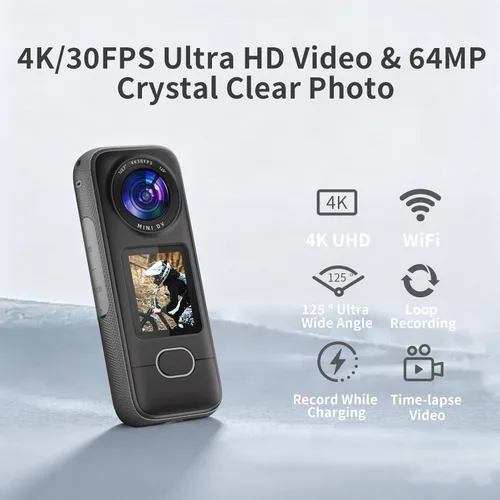 Miniatura 2 de Cámara de acción 4K, 3.5 horas de duración de la batería, grabación manos libres, cámara de vlogging portátil IPX6 impermeable con pantalla HD