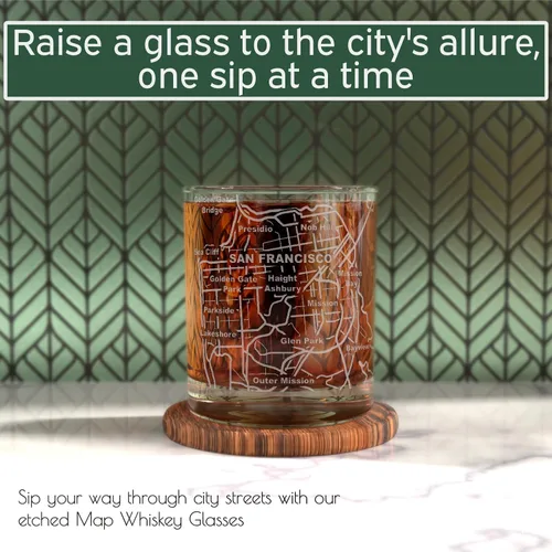 Miniatura 60 de Greenline Goods Vasos de whisky – Juego de vasos de 10 onzas para los amantes de San Luis, grabado con mapa de la ciudad de San Luis Old Fashioned
