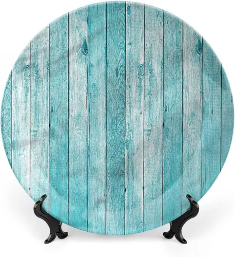 Miniatura 19 de Plato decorativo de 6 pulgadas, artesanía de cerámica turquesa, patrón floral antiguo de cachemira, estampado clásico de Oriente Medio, para colgar