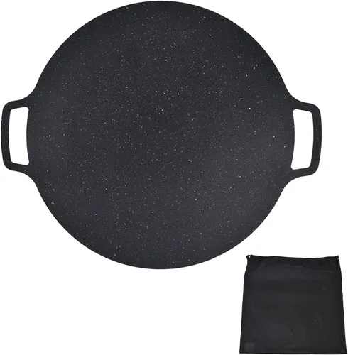 Miniatura 6 de Sartén para barbacoa, parrilla coreana de hierro fundido antiadherente, sartén redonda portátil con asas dobles para el hogar, cocina, camping