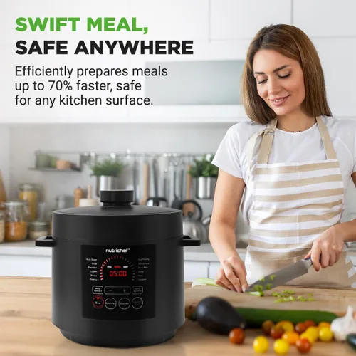 Miniatura 8 de NutriChef Olla a presión eléctrica de 6 cuartos de galón de capacidad Olla a presión digital de encimera de 9 funciones Tiempo y temperatura