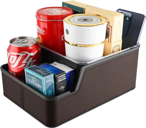 Miniatura 9 de Organizador de Asiento de Automóvil con Portavasos, Caja de Almacenamiento Extra para Reposabrazos de Automóvil, Organizador de Joroba del Piso