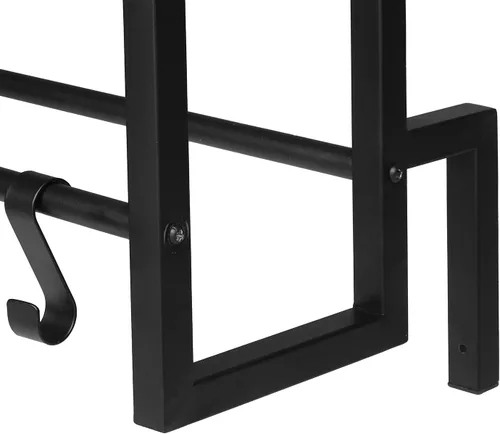 Miniatura 6 de MyGift Estante para pelotas montado en la pared, 3 niveles de gimnasio, equipo de ejercicio, organizador de almacenamiento, estante con 4 ganchos