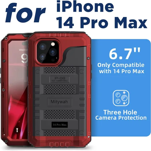 Miniatura 2 de Mitywah Funda impermeable para iPhone 7/iPhone 8 / iPhone SE 2020, funda de metal resistente de grado militar, protección de cuerpo completo, Negro