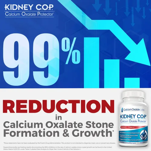 Miniatura 2 de Kidney COP - Protector de oxalato de calcio 120 cápsulas, soporte renal patentado para cristales de oxalato de calcio, ayuda a detener