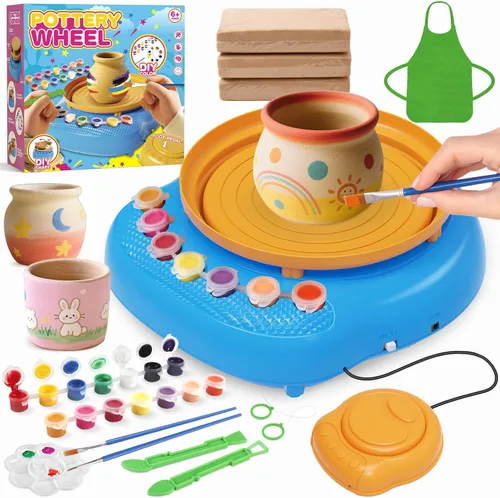 TingingYuli Rueda de cerámica para niños con kit de arcilla, artes y manualidades para niños de 6 a 8 a 12 años, kit completo de cerámica con