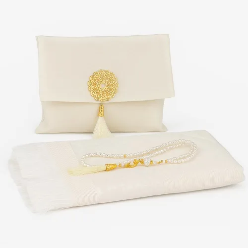 Miniatura 8 de BABY SHOWER CHOCOLATE Juego de alfombra de oración musulmana y Tasbeeh con bolsa Shantung portátil de alta calidad, suave Janamaz Sajadah