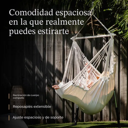 Miniatura 2 de Silla colgante interior para dormitorio, patio, porche o habitación - Silla de columpio con hamaca - columpio interior y exterior para adultos