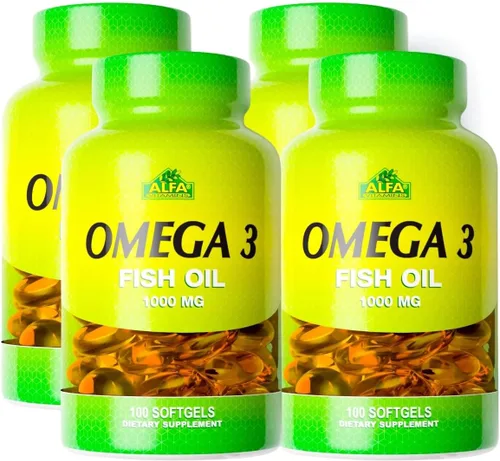 ALFA VITAMINS Suplemento de aceite de pescado Omega 3 de 1000 mg, apoya la salud cardíaca, la función cerebral, la movilidad articular y la