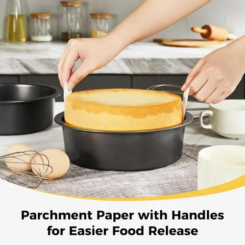 Miniatura 6 de HONGBAKE Moldes para pasteles de 6 pulgadas para hornear, juego de moldes redondos para pasteles de capas con 120 piezas de papel pergamino, molde