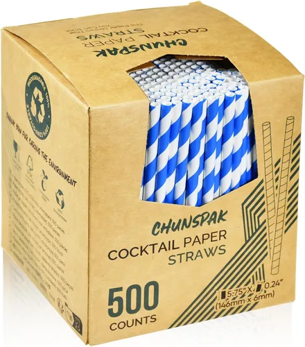 Miniatura 23 de 14,6 cm x 0,79 cm Pajitas de papel desechables de bambú verde para bebidas cortas, cócteles mezclados, margaritas, licuados y batidos - Sin embalar