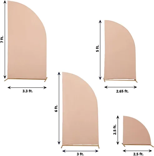 Miniatura 272 de Efavormart - Juego de 4 fundas de elastano beige para arco de media luna, fundas de telón de fondo Chiara de 2.5 pies a 7 pies para escenarios