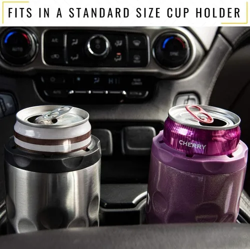 Miniatura 5 de Hooch Hog Slim - Enfriador de latas de acero inoxidable para latas delgadas de 12 onzas, 3 soportes aislados para latas de cerveza Michelob Ultra