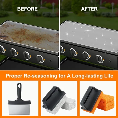 Miniatura 2 de Kit de limpieza de parrilla compatible con Blackstone - Kit de limpieza de parrilla con ladrillo de parrilla, raspador de plancha y cepillo