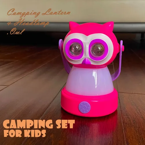 Miniatura 4 de Juego de Linterna y Diadema de Búho para Niños, Luz Nocturna de Camping LED 360° 2-en-1, Alimentada por Batería 3×AA, ABS Segura para Niños, Juguete