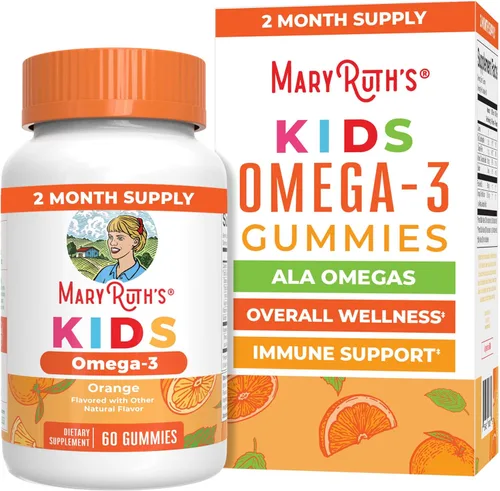 MaryRuth's - Gomitas veganas Omega 3 para niños a partir de 2 meses | Sin azúcar | Suplemento Omega 3 con vitamina C, vitamina E, aceite de linaza |