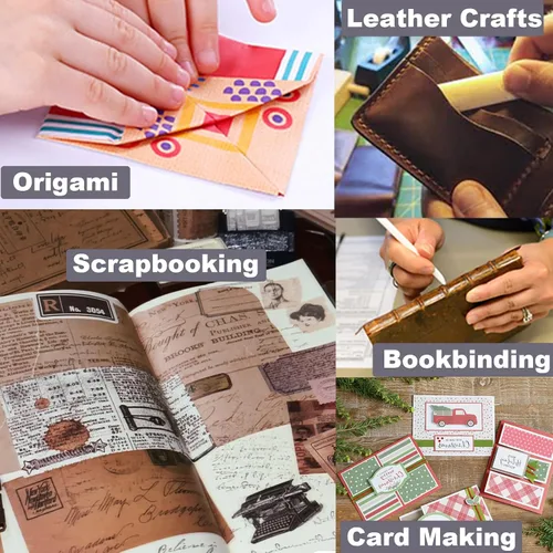Miniatura 5 de VENCINK Herramienta de manualidades, para reborde de papel, plegable, hueso original, para bricolaje, piel, lustre, encuadernación, tarjetas y papel.