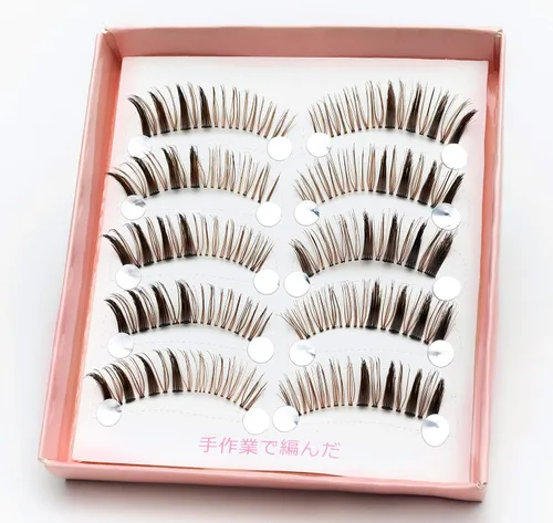 Miniatura 2 de Pestañas postizas naturales, pestañas marrones, pestañas postizas de color claro 3D, pestañas cortas hechas a mano, pestañas postizas naturales