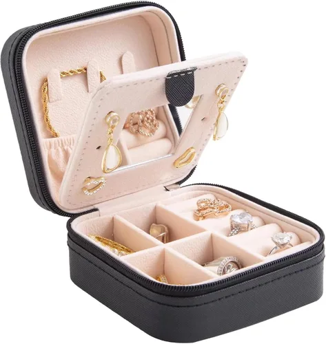 Miniatura 23 de KElofoN Estuche de viaje para joyas Caja de viaje para joyas Organizador de joyas de viaje Pequeño estuche organizador de joyas para niñas y mujeres