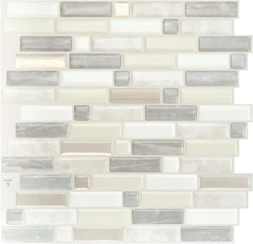 Miniatura 8 de SMART TILES Protector contra salpicaduras despegable y adhesivo - 5 hojas de 9.64" x 11.55" - Azulejo adhesivo 3D despegable para protector contra