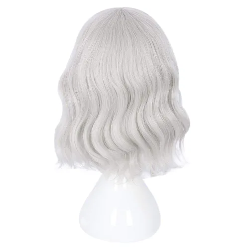 Miniatura 5 de Peluca corta de 14 pulgadas para mujer, con flequillo, rizado, ondulado, Harajuku, sintético, lindo, diario, fiesta de Halloween, cosplay, cabello