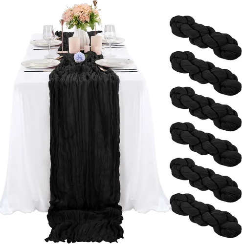 Miniatura 10 de 10 piezas de camino de mesa de estopilla en azul bebé 10 pies, camino de mesa de gasa para recepción de boda, despedida de soltera, fiesta