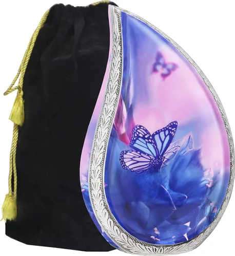 M MEILINXU Urnas de cremación para cenizas humanas, mujeres y hombres, urna funeraria para cenizas para mujeres y hombres, diseño de mariposas