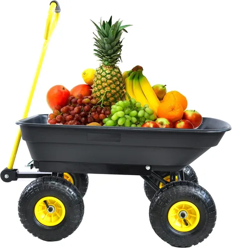Miniatura 5 de Carrito de jardín Camión volquete con rueda de aire para jardines, granjas, etc (negro)