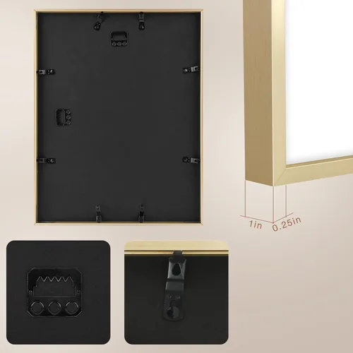 Miniatura 4 de Juego de 3 portarretratos de aluminio metálico de 11 x 14 pulgadas, para galería de fotos de 8 x 10 pulgadas con paspartú o de 11 x 14 pulgadas sin