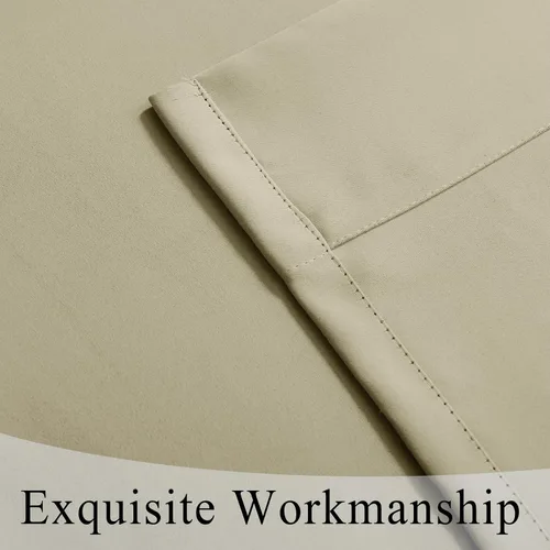 Miniatura 7 de Fcosie Cortinas ignífugas de 54 pulgadas de largo (2 paneles, beige), cortinas opacas 80% para dormitorio, sala de estar, cortina de oscurecimiento