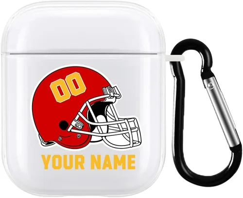 Miniatura 31 de Funda de casco de fútbol con nombre y número para Apple AirPods de 2ª y 1ª generación, regalo personalizado para fanáticos de los deportes de Arizona