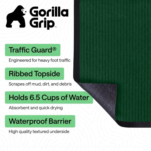 Miniatura 123 de GORILLA GRIP Tapete impermeable para puerta de protección de tráfico, 35 x 23 pulgadas, tapetes de entrada resistentes, tapetes comerciales con Negro