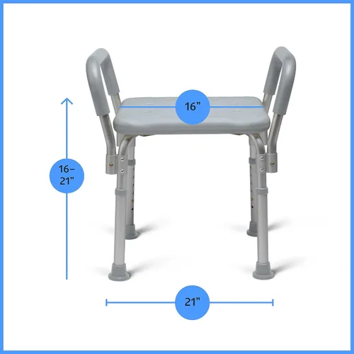 Miniatura 3 de Medline - Asiento de ducha con respaldo para baño con reposabrazos acolchados, ideal para bañeras, soporte robusto de hasta 350 libras, cómodo