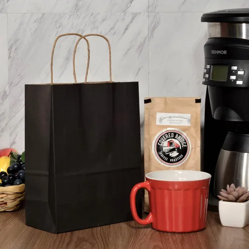Miniatura 5 de Prime Line Packaging Bolsas de regalo negras, bolsas de regalo de papel con asas, bolsas al por menor para pequeñas empresas, boutique, compras, a