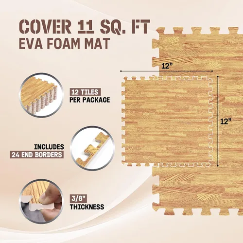 Miniatura 2 de Yes4All Alfombrillas Entrelazadas de EVA, Baldosas de Suelo tipo Rompecabezas, Acolchado de Suelo de Espuma con Borde para Muebles, Espacio