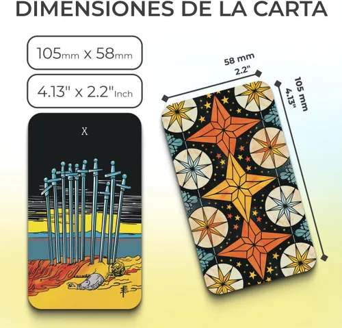 Miniatura 4 de Cartas del tarot originales en español, baraja de 78 cartas, baraja española de tamaño de bolsillo (4.13 x 2.3 pulgadas), cartas de adivinación