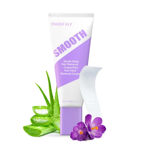 Miniatura 8 de PHOFAY Crema depilatoria para pieles sensibles, mujeres y hombres, acción rápida, recomendada por dermatólogos con aloe y ácido hialurónico
