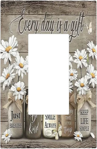 Miniatura 184 de Placa de pared dúplex de receptáculo de dispositivo de 1 gang de madera envejecida blanca gris con veta de tablón, cubierta de enchufe eléctrico