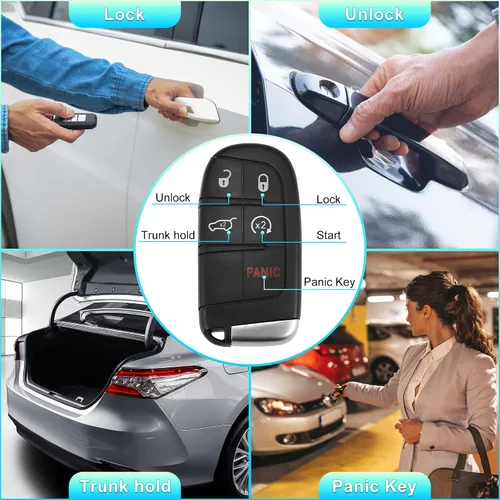 Miniatura 3 de X AUTOHAUX 2 unidades 433MHz M3N40821302 reemplazo sin llave remoto de entrada remoto para Jeep Grand Cherokee 2014-2020 5 botones con llave