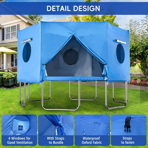 Miniatura 4 de Tienda de campaña para cama elástica de 14 pies, se adapta a 6 postes rectos, diversión al aire libre para niños, protege del sol (solo tienda)