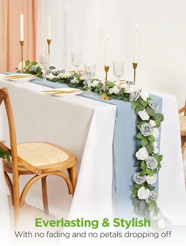 Miniatura 7 de InnoGear Flores artificiales, 100 rosas falsas de espuma blanca a granel con tallos para decoración, ramos de boda, centros de mesa, despedida