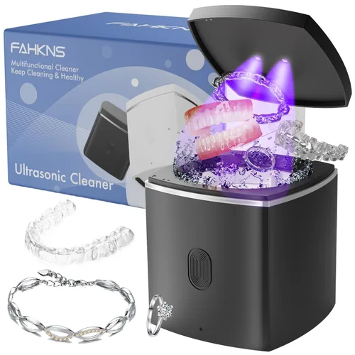 Limpiador ultrasónico UV para dentaduras, limpiador ultrasónico de esterilización de 43 kHz para retenedor, protector bucal, alineador, frenos,