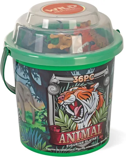 Wild Republic Animal Toys - Cubo grande, elefante, tigre, oso polar, jirafa, cebra, alce, guepardo, gorila y más, juego de 36 piezas de figuras de