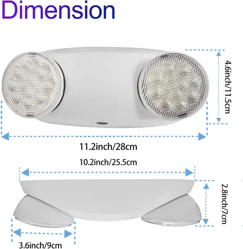 Miniatura 3 de TANLUX Luces de emergencia LED con batería de respaldo, luces de emergencia comerciales ajustables de dos cabezales, certificación UL, CA 120/277 V