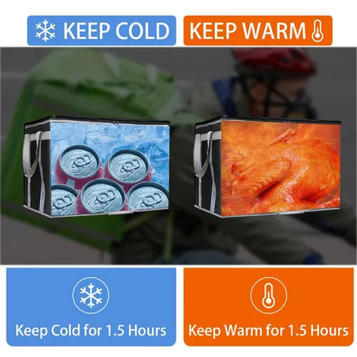 Miniatura 2 de Bolsas aisladas reutilizables para alimentos para entrega de alimentos, bolsas aisladas para entrega de pizza de viaje, bolsa térmica plegable